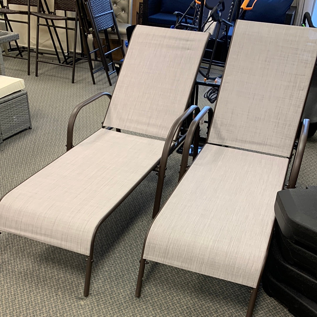 2 Piece Set, Patio Chaise Lounge, Fully assembled, grey, are a lighter grey then images