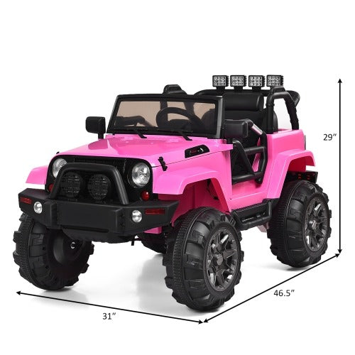 12V Kids Remote Control Riding Truck Car with LED Lights-Pink, assembled