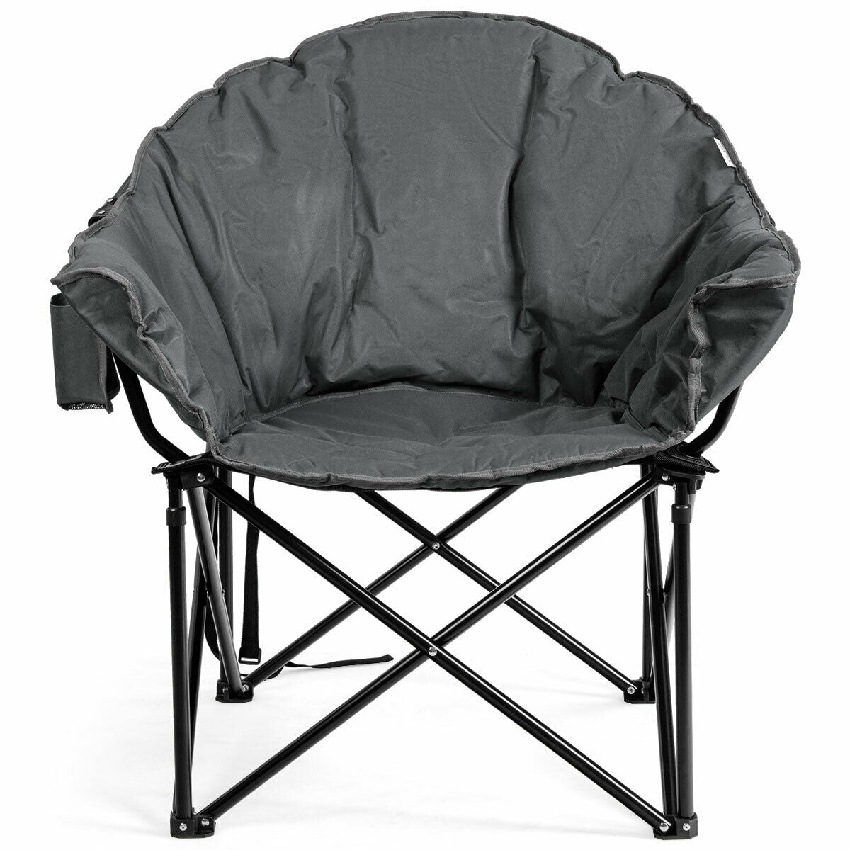 Folding Camping Moon Padded Chair with Carrying Bag-Gray, Clean Customer Return Special