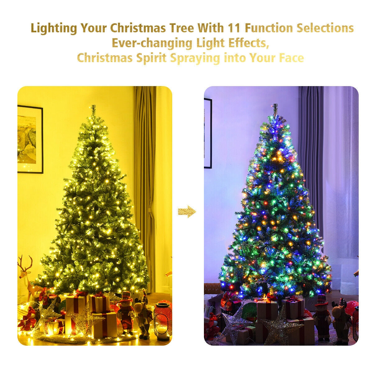 Prelit Artificial Premium Hinged Christmas Tree-7 ft