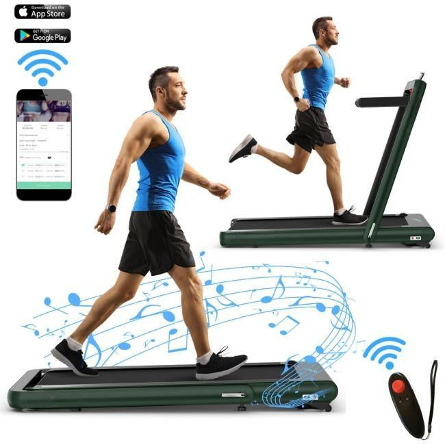 *SPECIAL* 4.75HP 2 In 1 Folding Treadmill with Remote APP Control-Green (I Box)