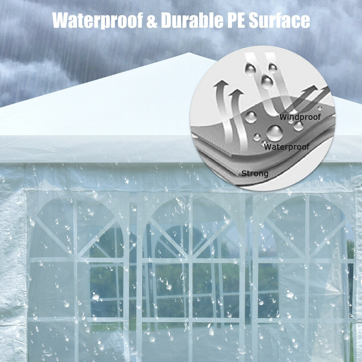 10 x 20 Feet 6 Sidewalls Canopy Tent with Carry Bag-White (1 Box, Unassembled)