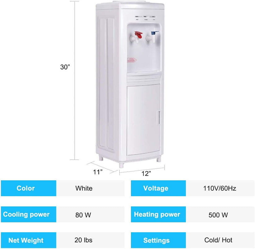 5 Gallons Hot and Cold Water Cooler Dispenser with Child Safety Lock, missing drip tray