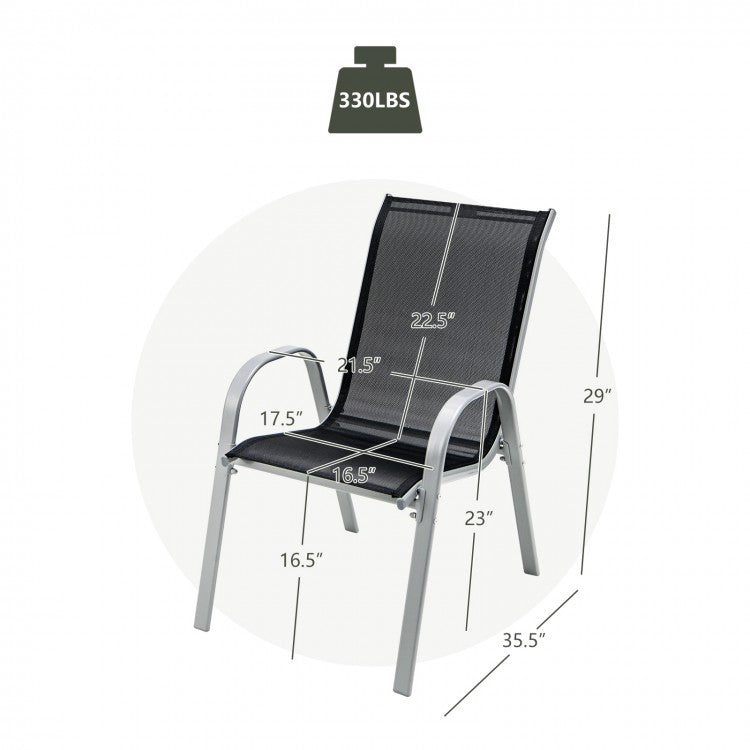 No tax, Metal Outdoor Dining Chairs Stackable Armrest Space Saving Garden in Grey