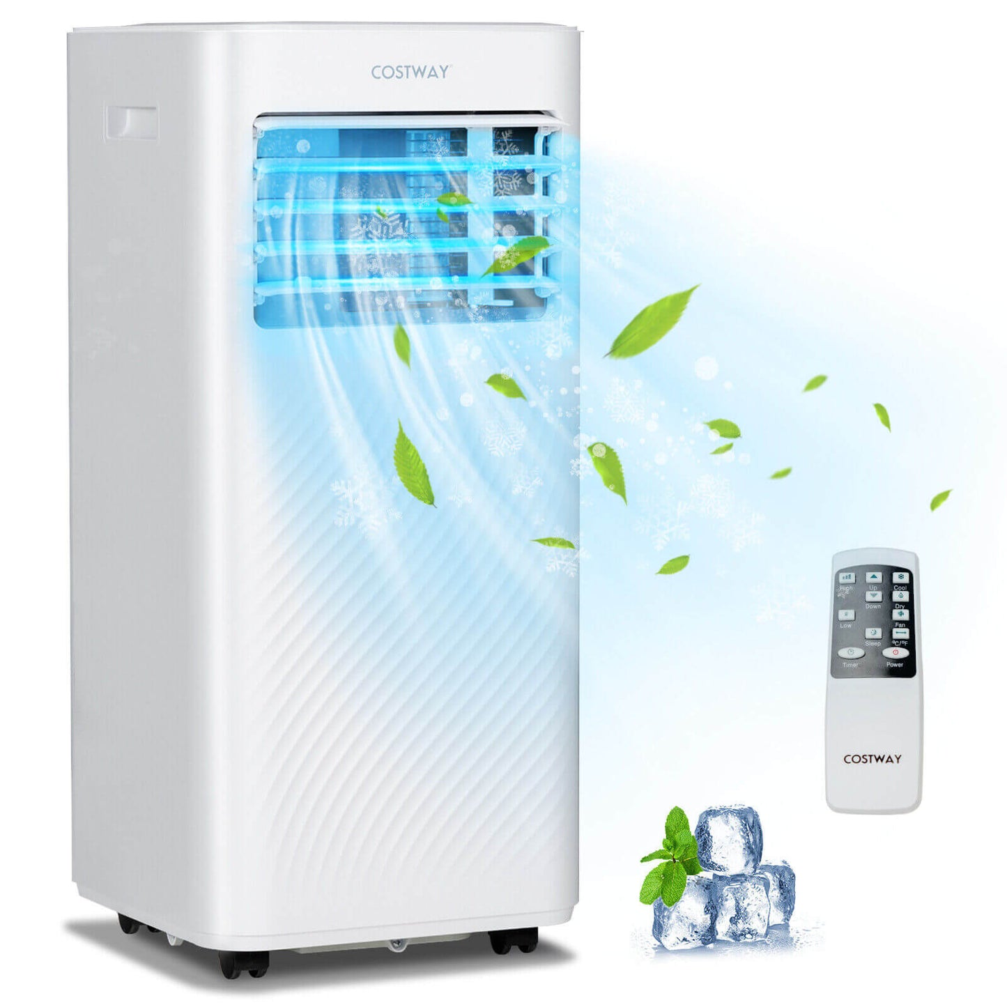 4-in-1 - 8000 BTU Air Conditioner with Cool Fan Dehumidifier and Sleep Mode-White