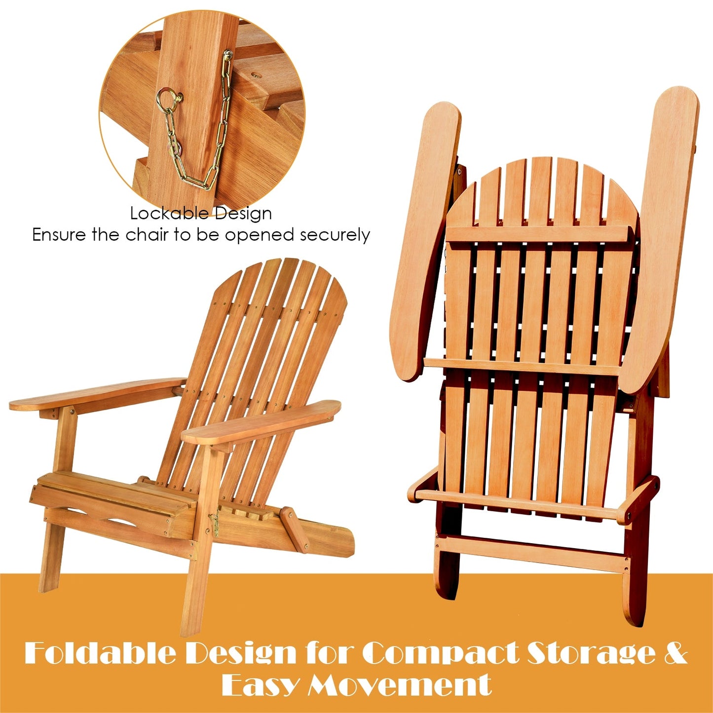 3 Pieces Adirondack Chair Set with Widened Armrest (Assembled)