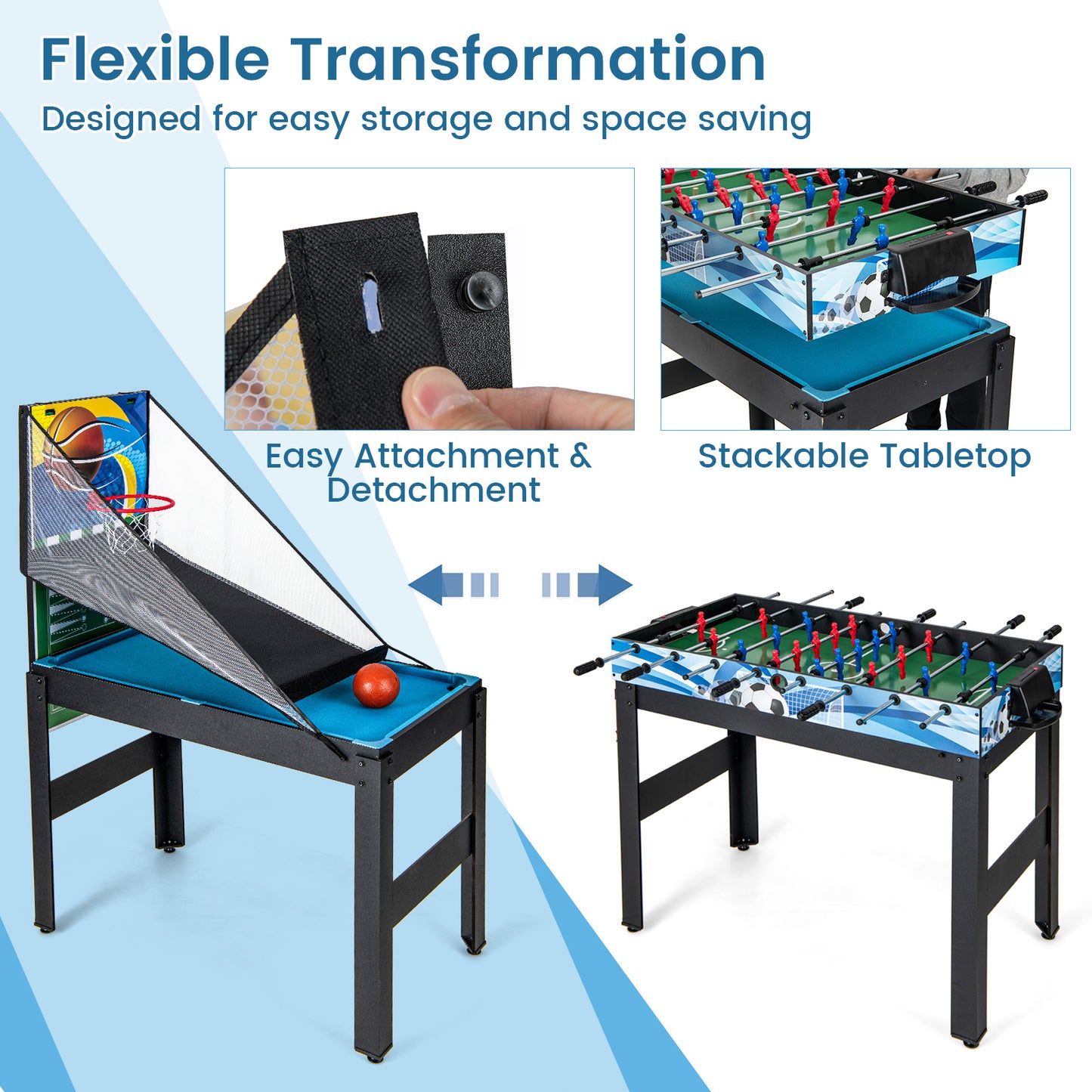 14-in-1 Combo Game Table Set Multi Game Table with Foosball