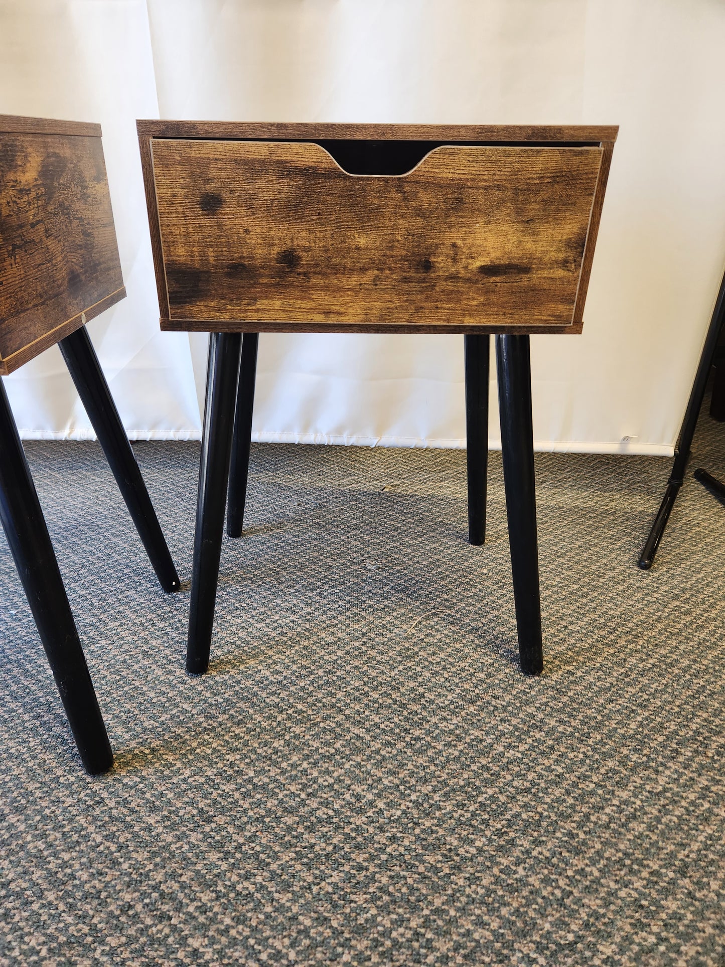 Set of 2 - Wooden End Table with Drawer.