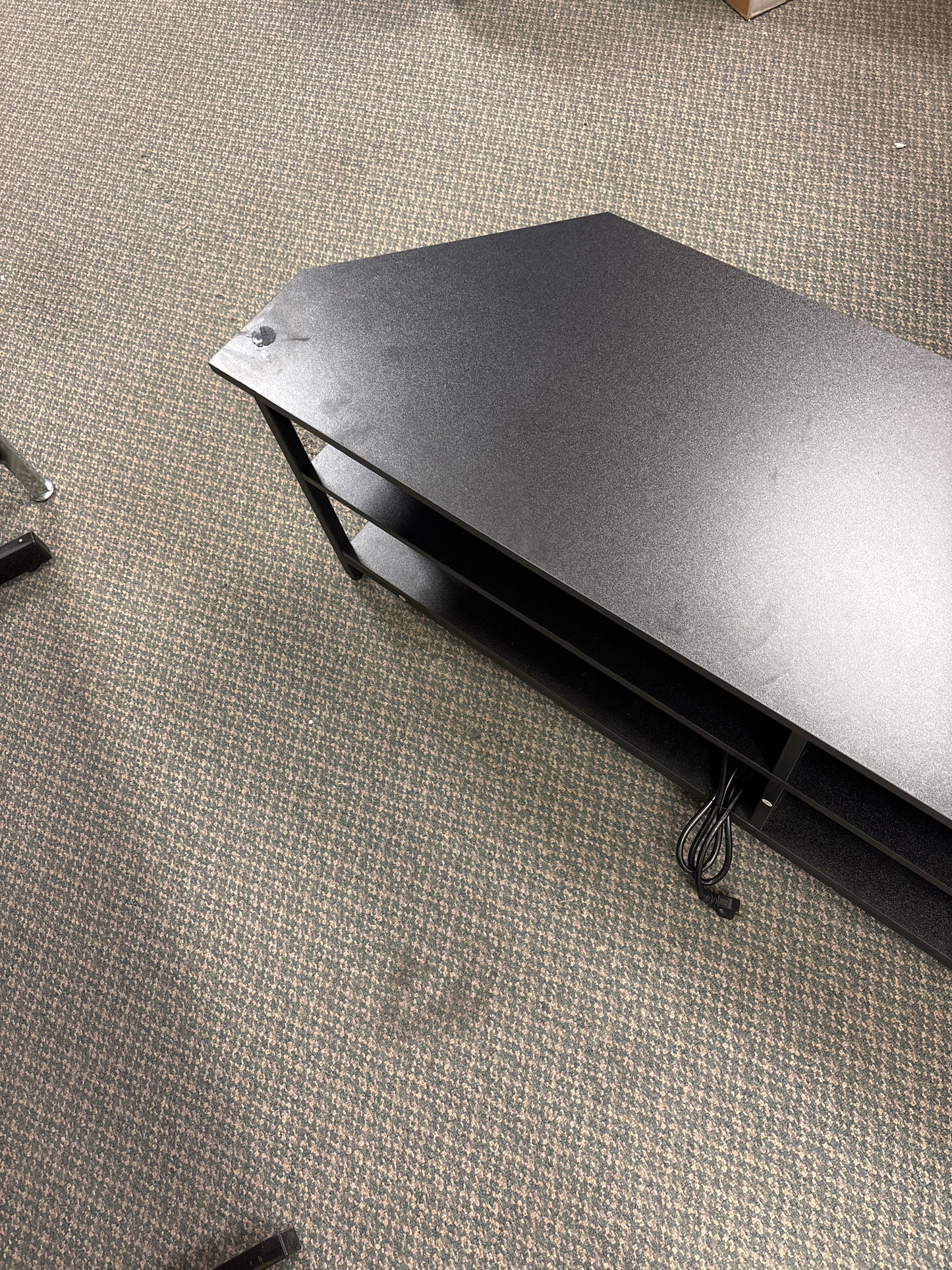 Corner TV Stand for 65 Inch TV, Modern Entertainment Center, ASSEMBLED, TOP IS DAMAGED