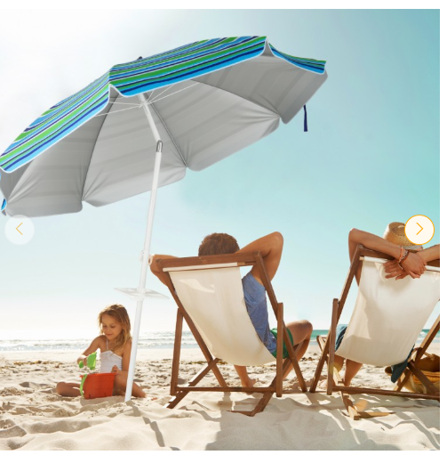 7.2 Feet Portable Outdoor Beach Umbrella with Sand Anchor and Tilt Mechanism