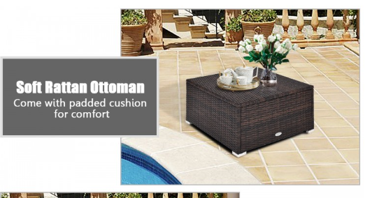 4 Pieces Patio Rattan Furniture Set with Removable Cushions and Pillows (See Notes)