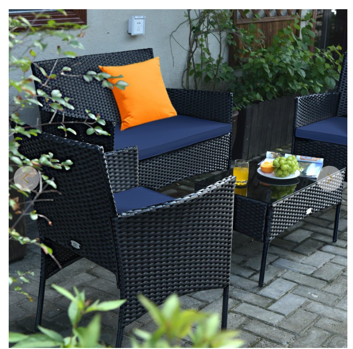 4 Pieces Patio Rattan Furniture Set with Cushion *UNASSEMBLED*
