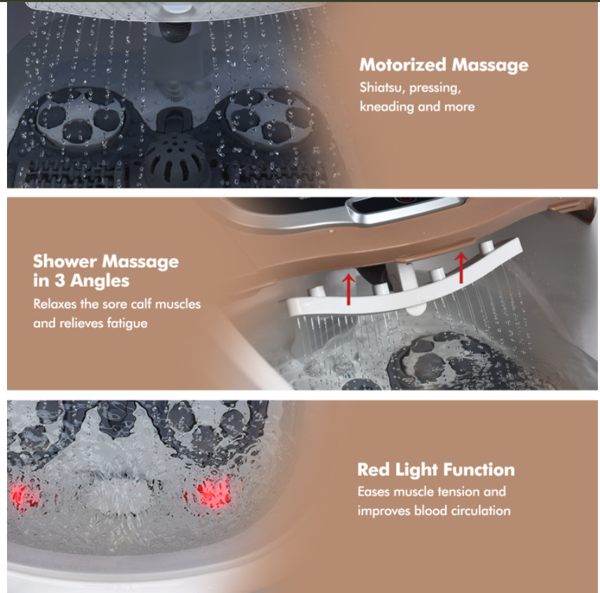 Portable All-In-One Heated Foot Spa Bath Motorized Massager