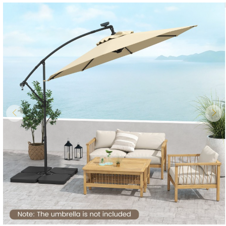Patio Offset Umbrella Base with Easy-Fill Spouts