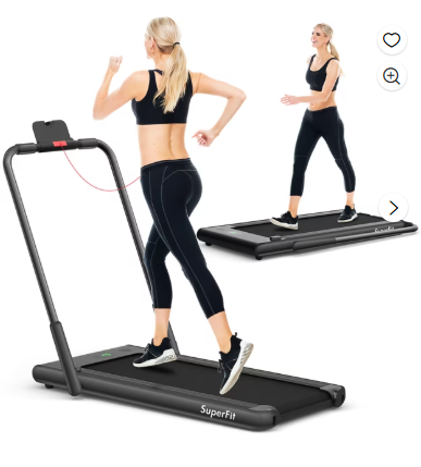 2-in-1 Folding Treadmill with RC Bluetooth Speaker LED Display-Black