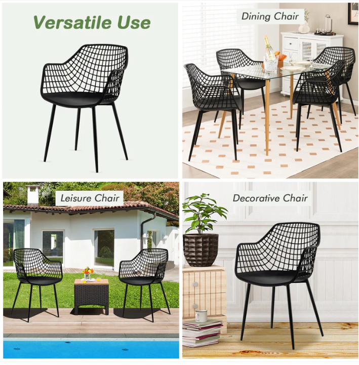 Modern Dining Chair - Set of 4 - Plastic Shell with Metal Legs - Slightly Marked