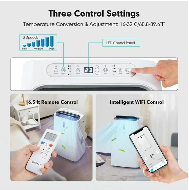 12000 BTU Portable Heat Pump 4-in-1 w/ APP & WiFi Smart Control