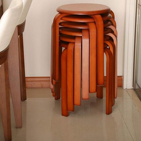 4 piece set, Round Stool Simple Solid Wood Dining Stool H/18in/ d/12 1/2in