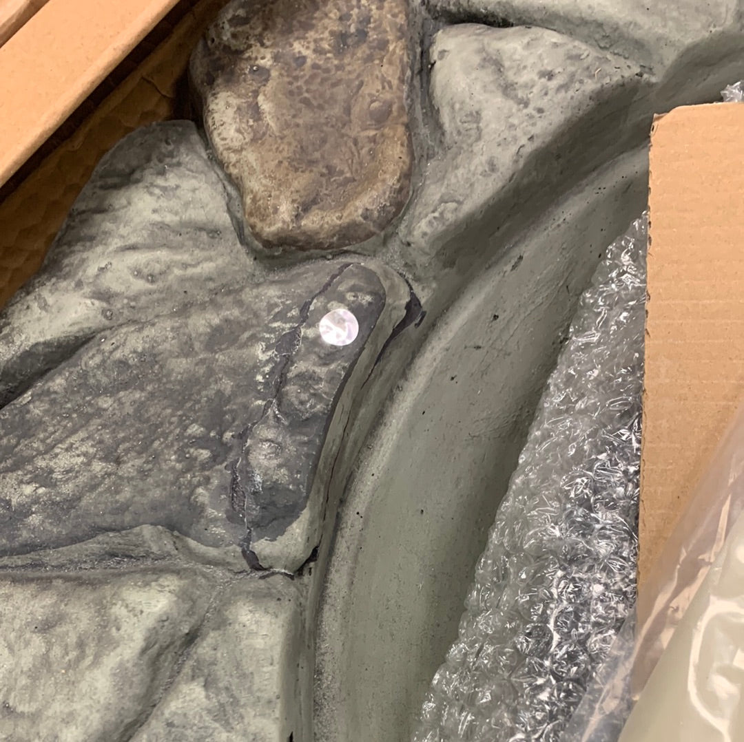 SPECIAL, 28" Propane Gas Fire Pit 40,000 BTUs Grey Stone Finish Lava Rocks Cover, Scratch & Dent