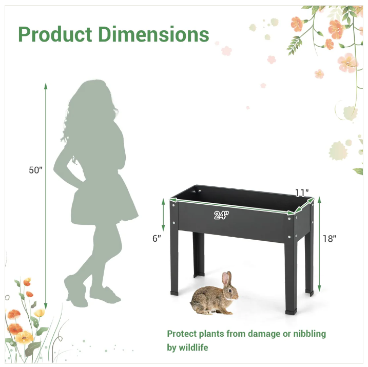 Metal Raised Garden Bed with Legs and Drainage Hole - Unassembled