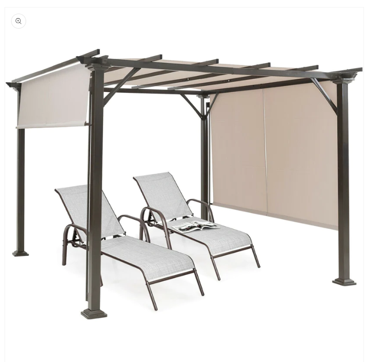 SPECIAL, 10 x 10 Feet Metal Frame Patio Furniture Shelter-Beige - Unassembled (2 Boxes)