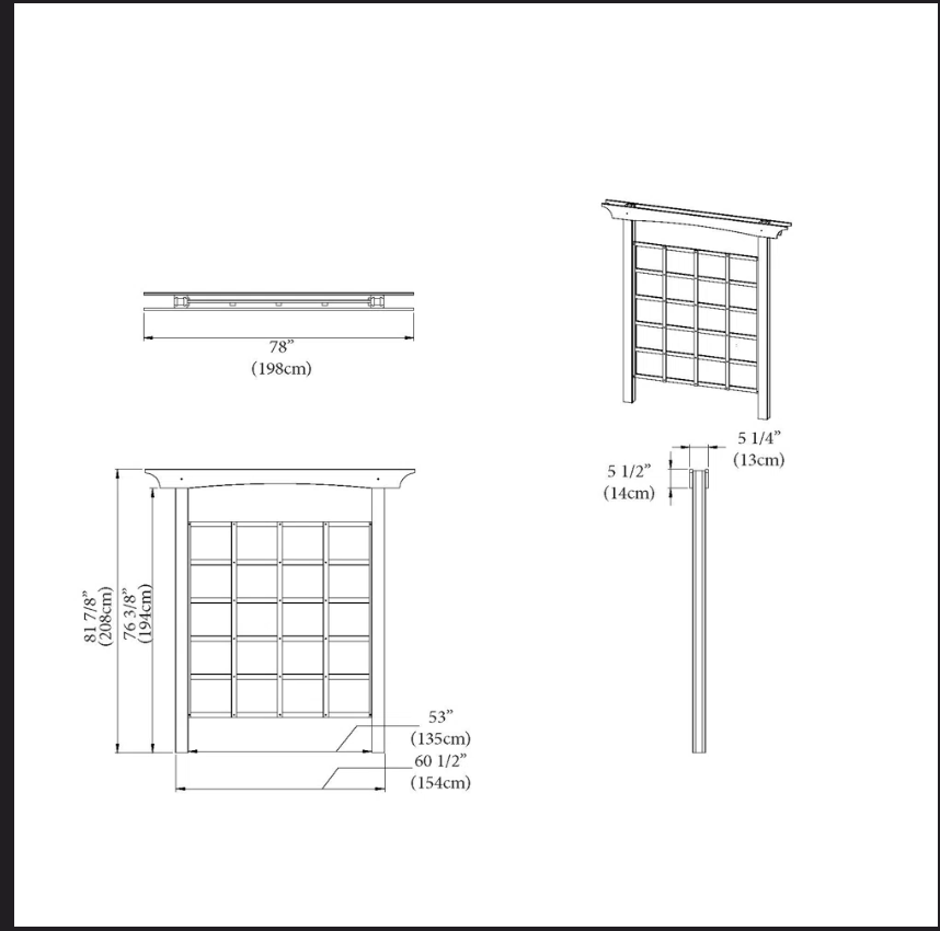 81.88'' H x 60.5'' W Heartwood Cedar Lattice Trellis - Unassembled