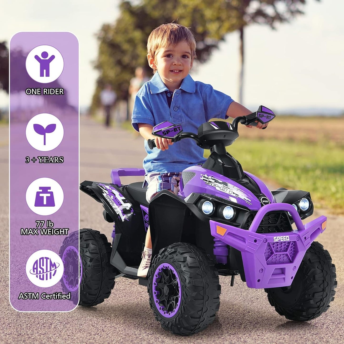 INFANS Ride on ATV, 12V 4 Wheeler Battery Powered Toy Car for Toddlers