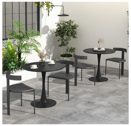 32 Inches Round Dining Table, Modern Tulip Kitchen Table for 2 to 4 Person, Metal Round Pedestal Table for Apartment, Small Space, Cafe (assembled)