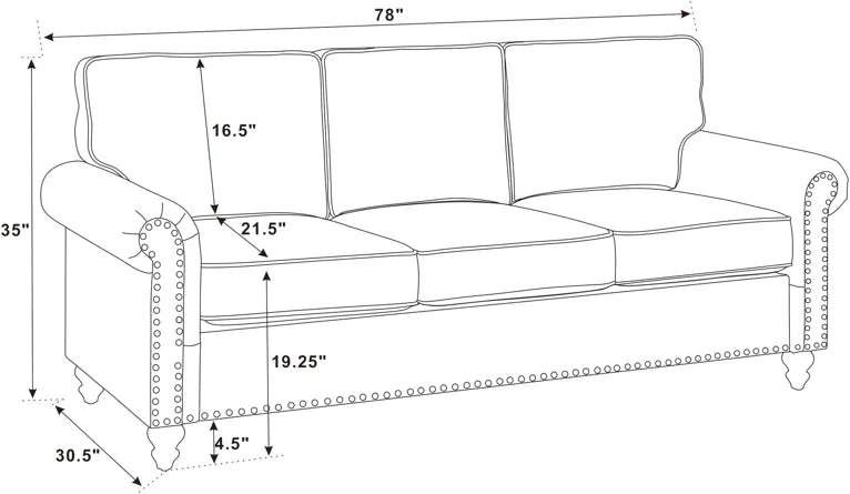 Glorious, 78'' Fabric Sofa With Solid Wooden Legs - PEPPER GREY