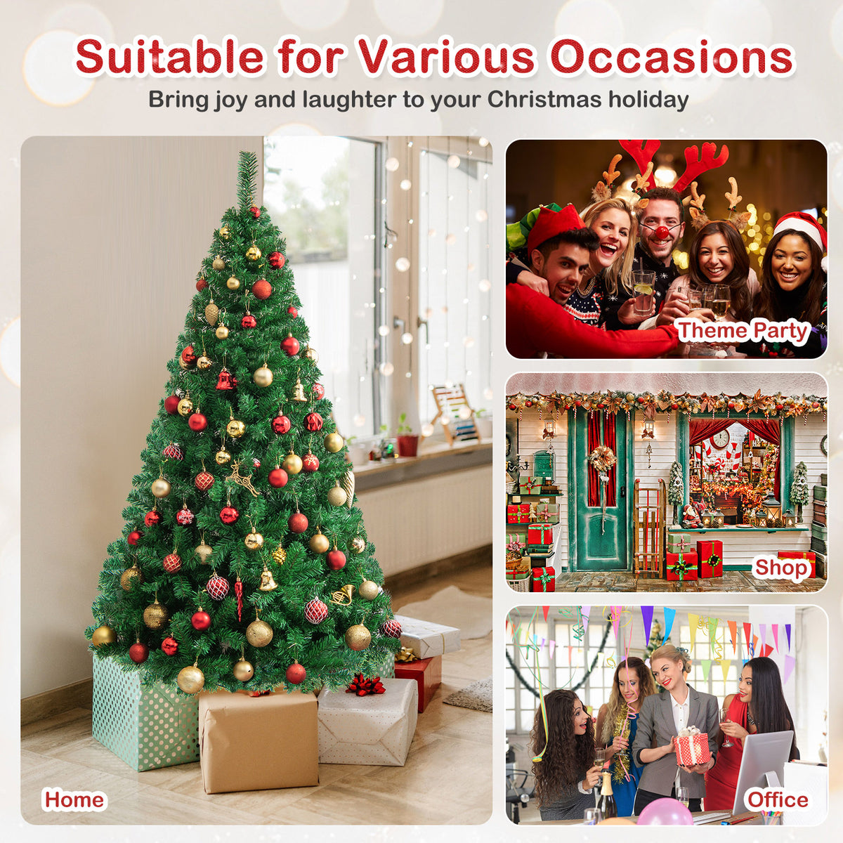Artificial PVC Hinged Christmas Tree with Solid Metal Stand-6 ft - FINAL SALE