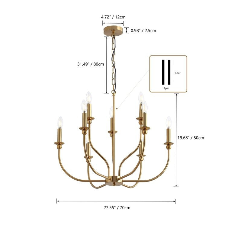 Bridgecliff 9 - Light Dimmable Wagon Wheel Chandelier