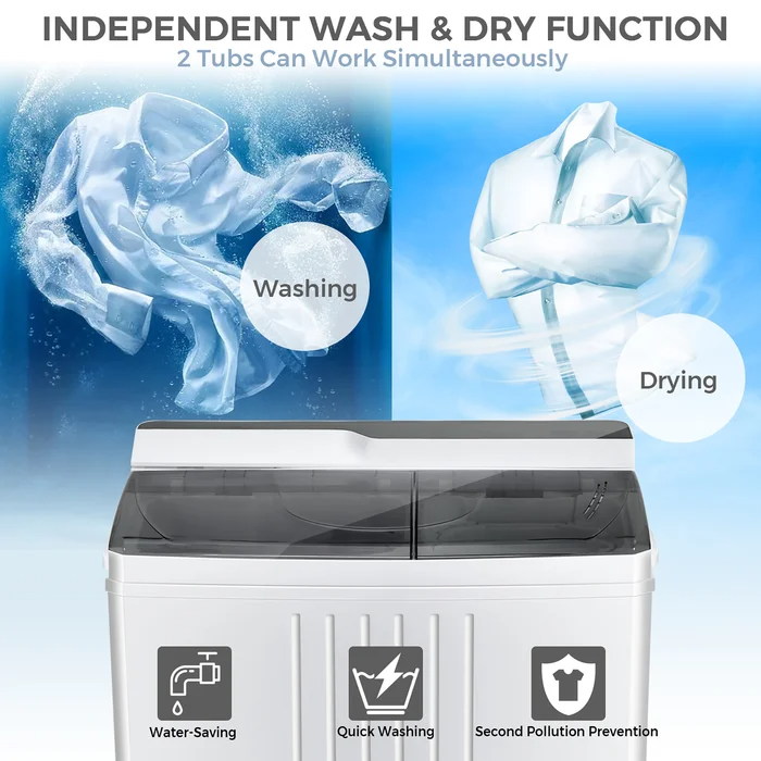 SPECIAL, 26 Lbs Portable Compact Mini Twin Tub Washing Machine Drain Pump Spinner