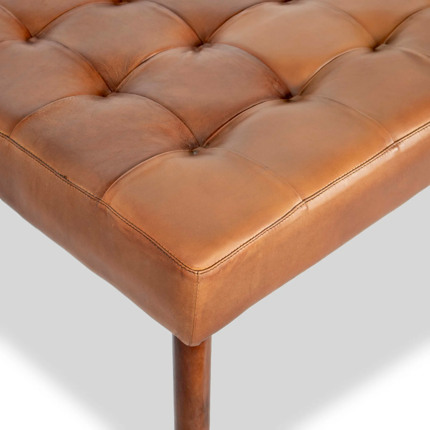Dulac 30" Wide Genuine Leather Tufted Square Cocktail Ottoman