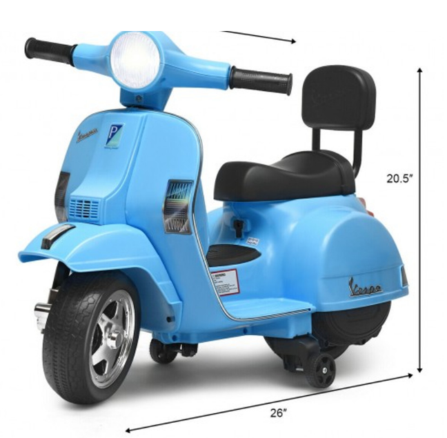 6V Kids Ride On Vespa Scooter Motorcycle For Toddler, fully assembled