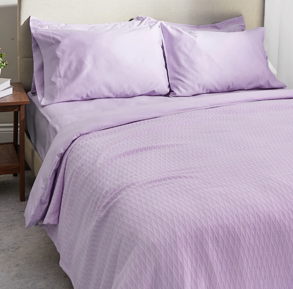 HomeSuite Cotton Blend Sophie Blanket, Lavender, Queen