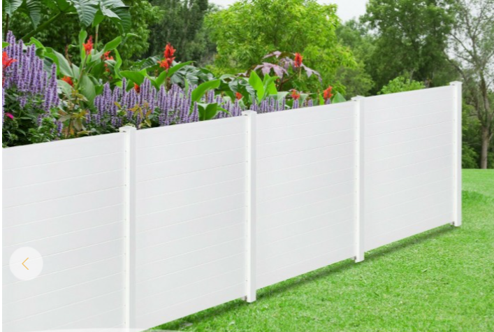 SPECIAL, Outdoor Picket Fence with 3 Cuspidal Foot Stakes. 1 box unassembled, White