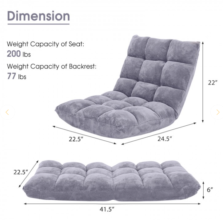Copy of Adjustable 14-Position Floor Chair Folding Gaming Sofa Chair Cushioned