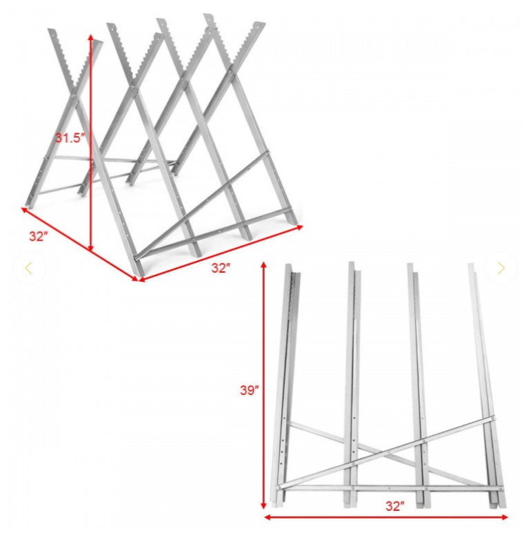 Steel Sawhorse for cutting wood, assembled, 220 lbs capacity,