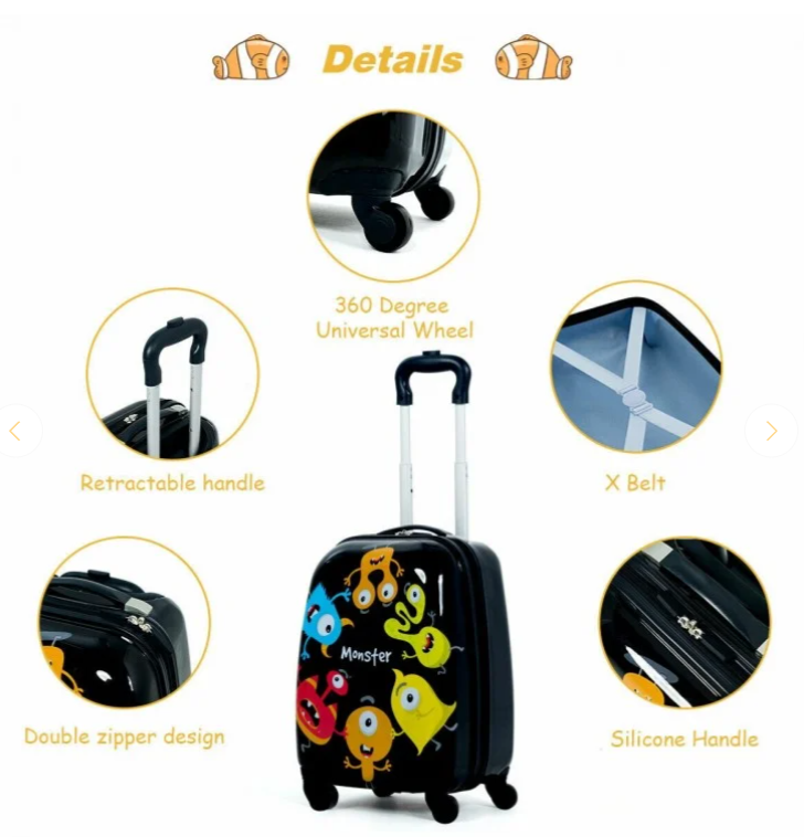 2 Pieces 12 Inch 18 Inch Kids Luggage Set with Backpack and Suitcase