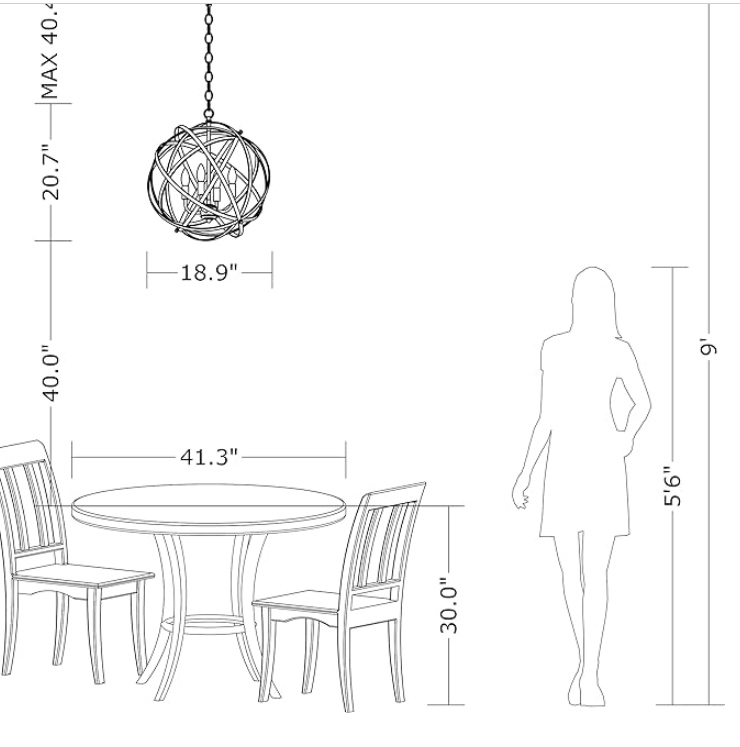 Jojospring Brushed Champagne Metal Large Orb 4-Light Chandelier LJ-0321-CCQ