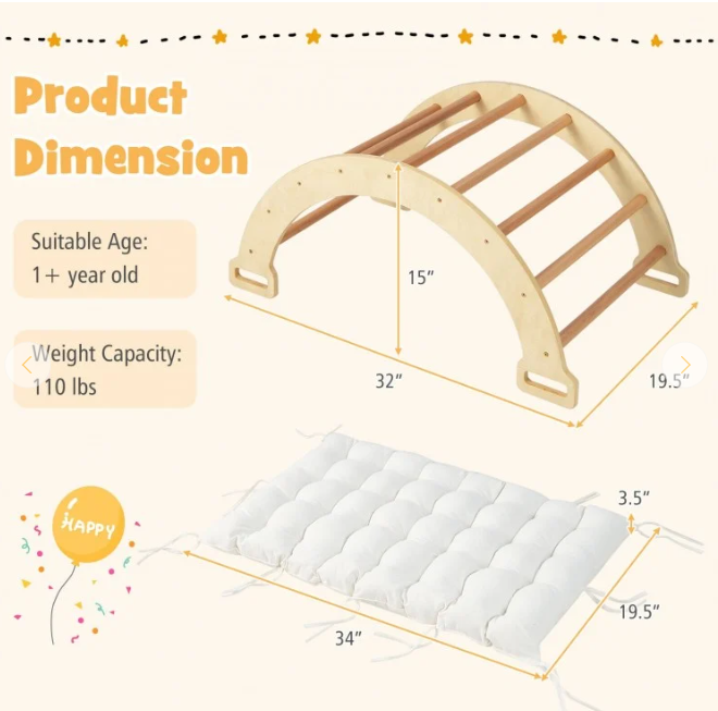 2-in-1 Arch Rocker with Soft Cushion for Toddlers