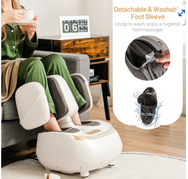 2 in 1 Foot & Calf Massager w/Heat, Shiatsu Deep Kneading & Compression Massager