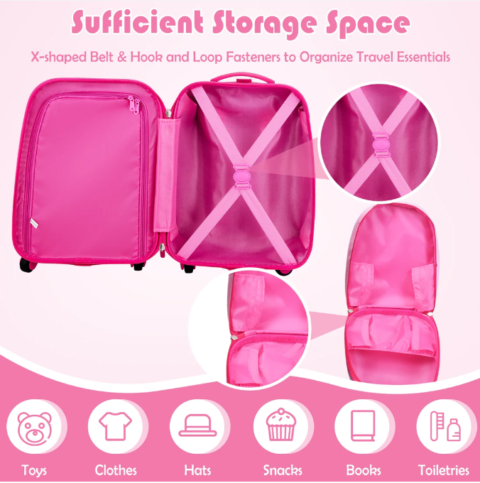 2 Pieces 12 Inch 16 Inch Green ABS Kids Suitcase Luggage Set