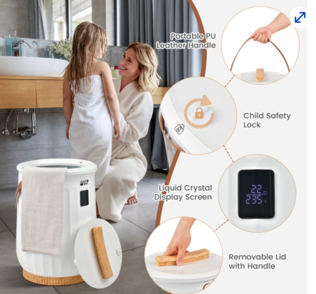 20L Hot Towel Bucket with 1-Minute Quick Heating and 60-Minute Auto Shut off-White