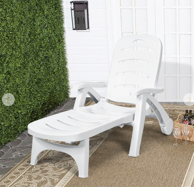SPECIAL, 5 Position Adjustable Folding Lounger Chaise Chair on Wheels or chair