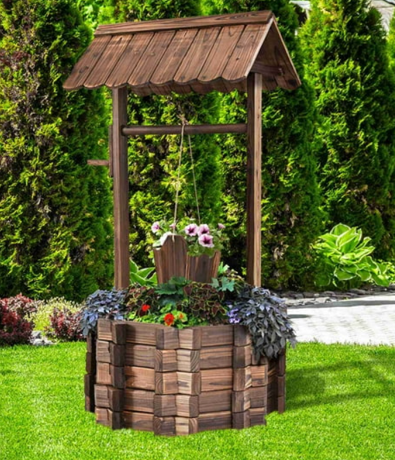 Outdoor Wooden Wishing Well, 1 box, unassembled