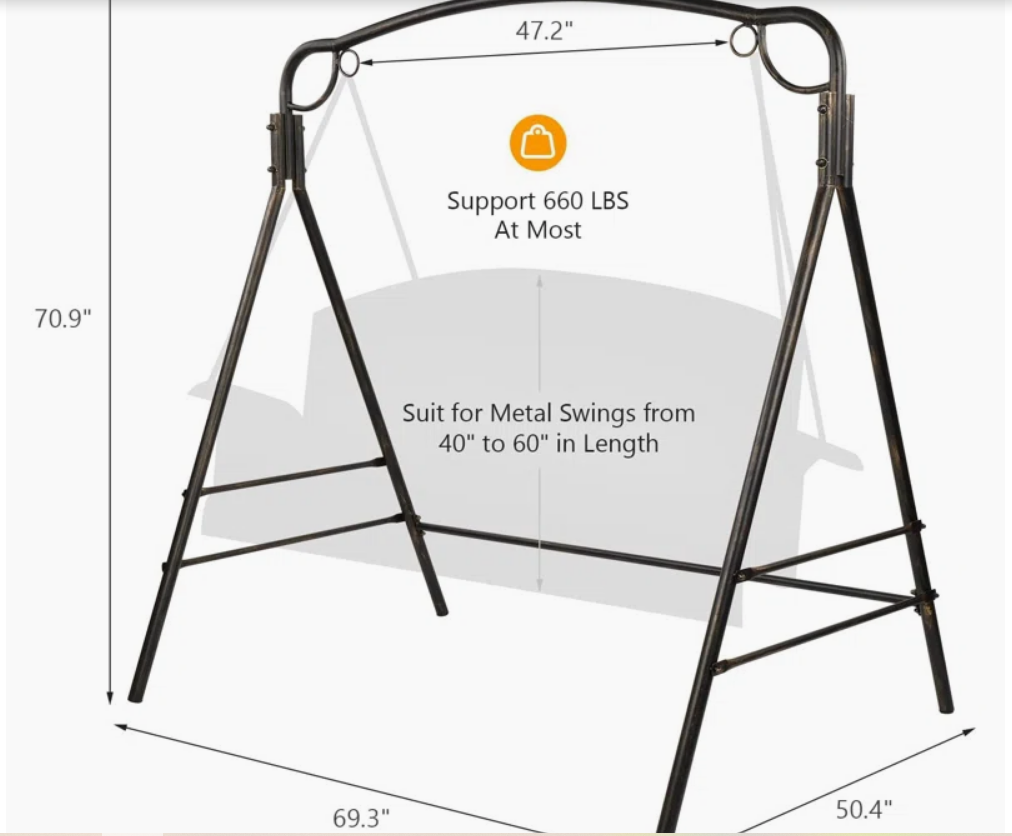 Porch Swing Frame, Gold/Black, Unassembled, no packaging, Special