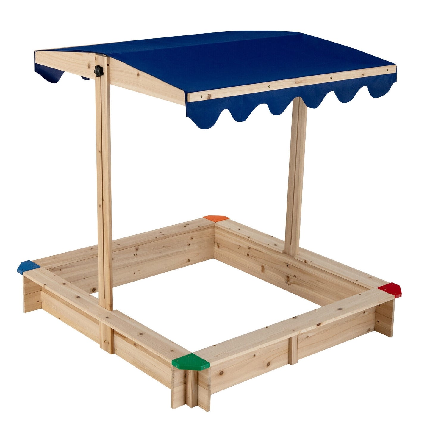 Kids Wooden Sandbox with Height Adjustable and Rotatable Canopy- (Unassembled)