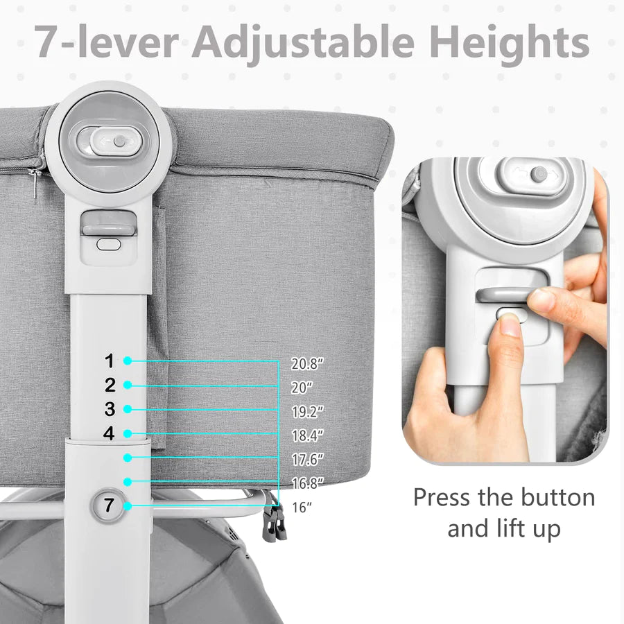 INFANS 3 in 1 Baby Bassinet, Folding Bedside Sleeper Crib with Mattress Pad, Height Angle Adjustable