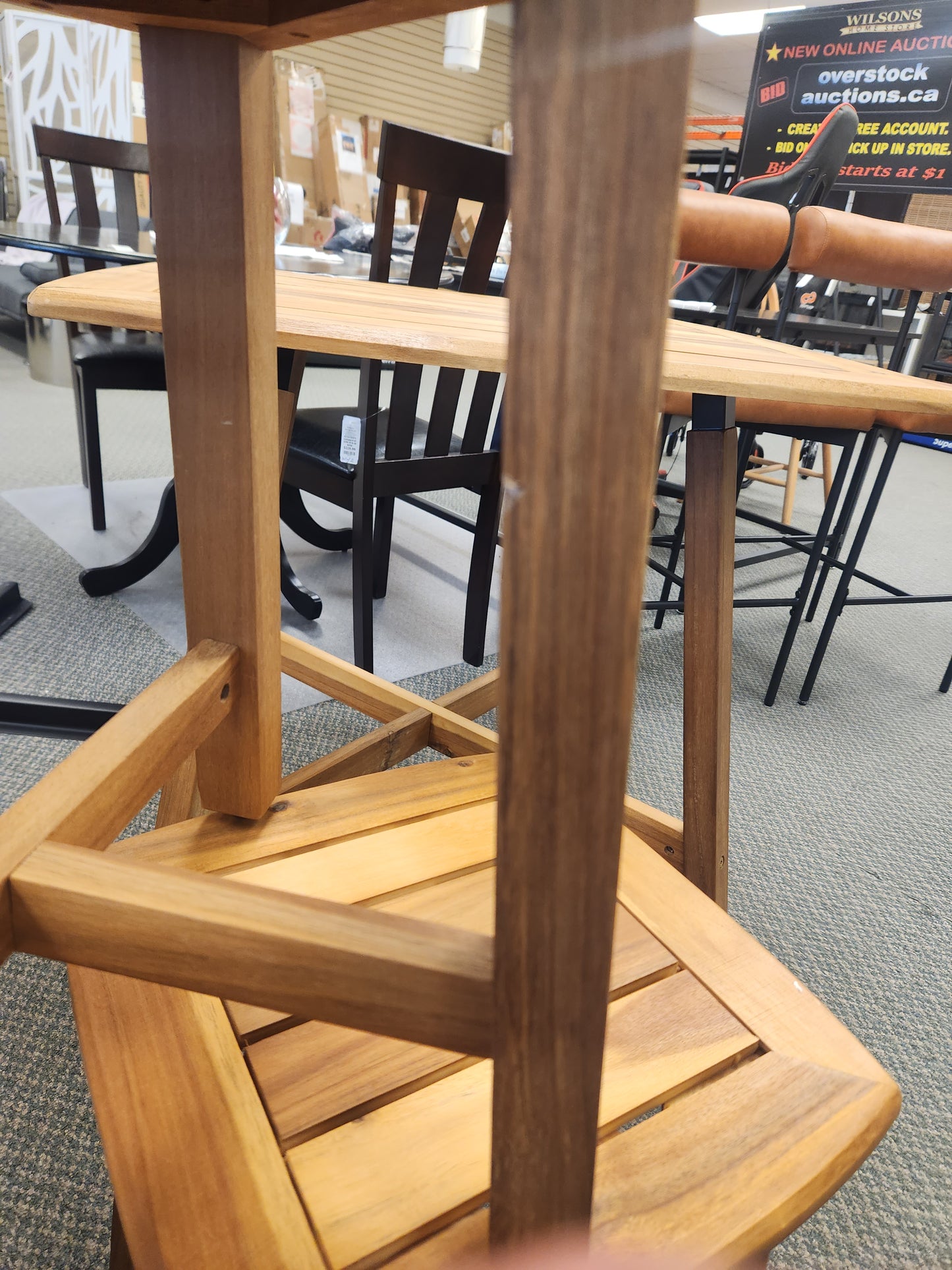 5PCS Acacia Patio Dining Set W/Square Table & 4 Stools Reddish Brown - (Scratch and Dent)